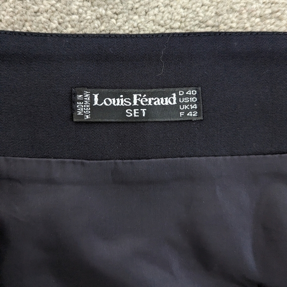 LOUIS Féraud vintage dark blue wool wrap pleaded skirt size 10 - Picture 8 of 9